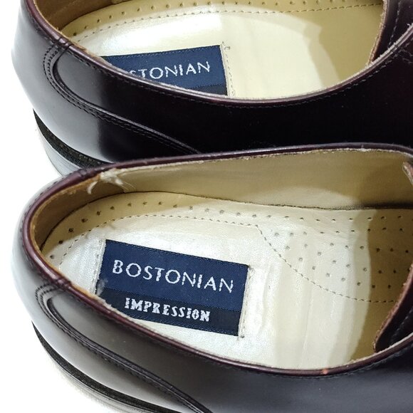 Bostonian Impression Leather Oxford Men 8.5 Leather Sole D/B Width Brown Cap Toe - Picture 10 of 11